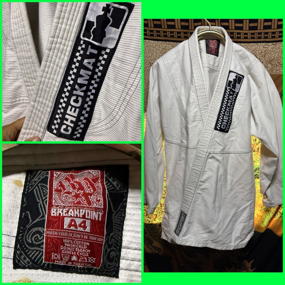Breakpoint White Jiu-Jitsu Gi Jacket sz A4 checkmate